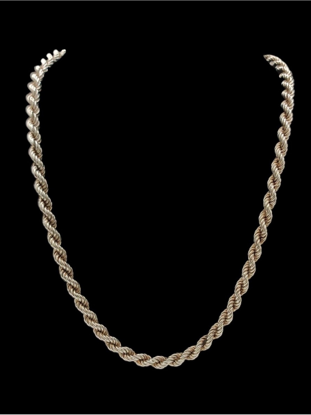 Men's Silver Tone Twisted Rope Chain Necklace 22” - Picture 1 of 7